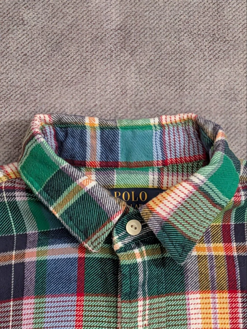 Polo Ralph Lauren Classic Fit Green Plaid Flannel Workshirt Size L Men's